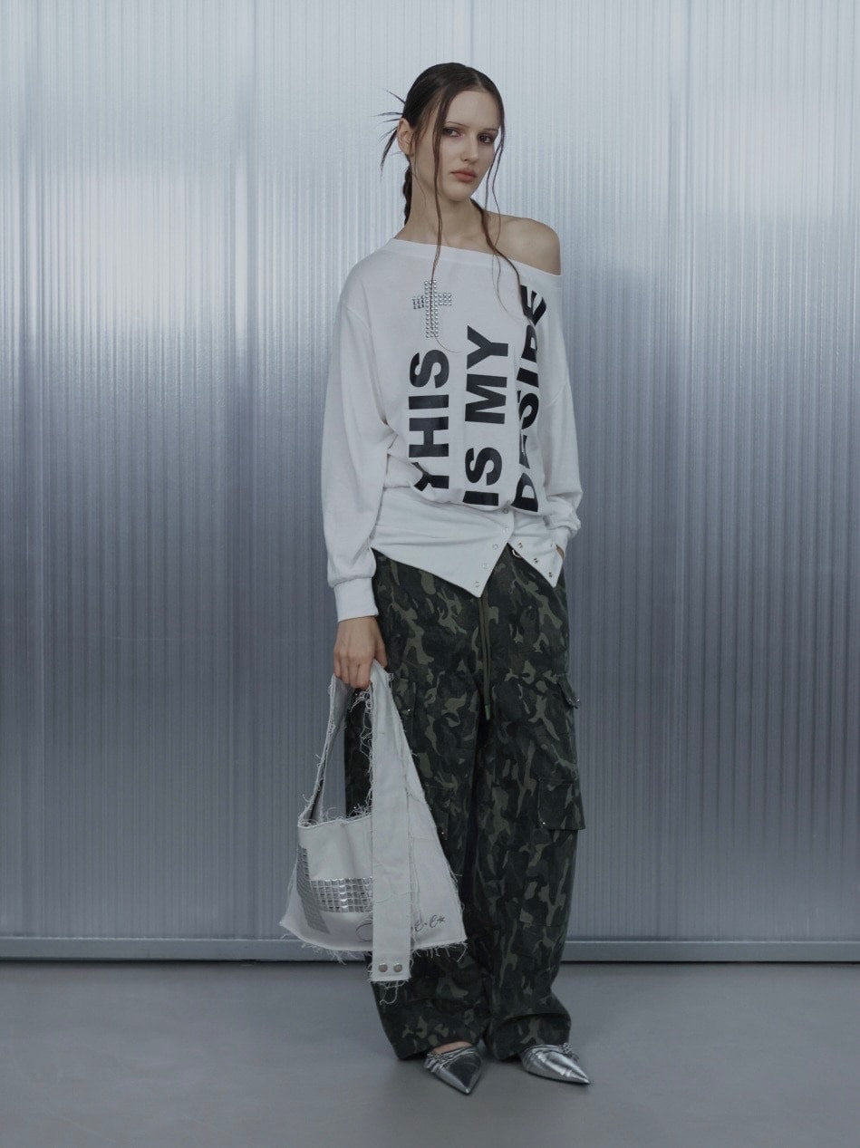 【SETUP‐EXE】BOLD LETTERING LOOSE TOP / 【セットアップエグゼ】ボールドレタリングルーズ長袖Ｔシャツ