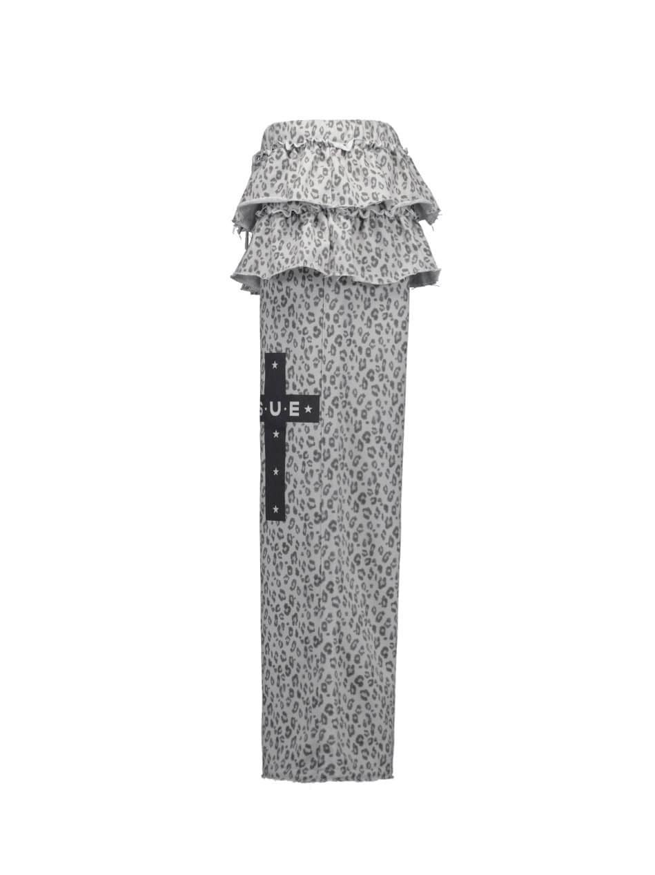 【SETUP‐EXE】FRILL LEOPARD PRINT PANTS / 【セットアップエグゼ】フリルレオパードプリントスウェットパンツ