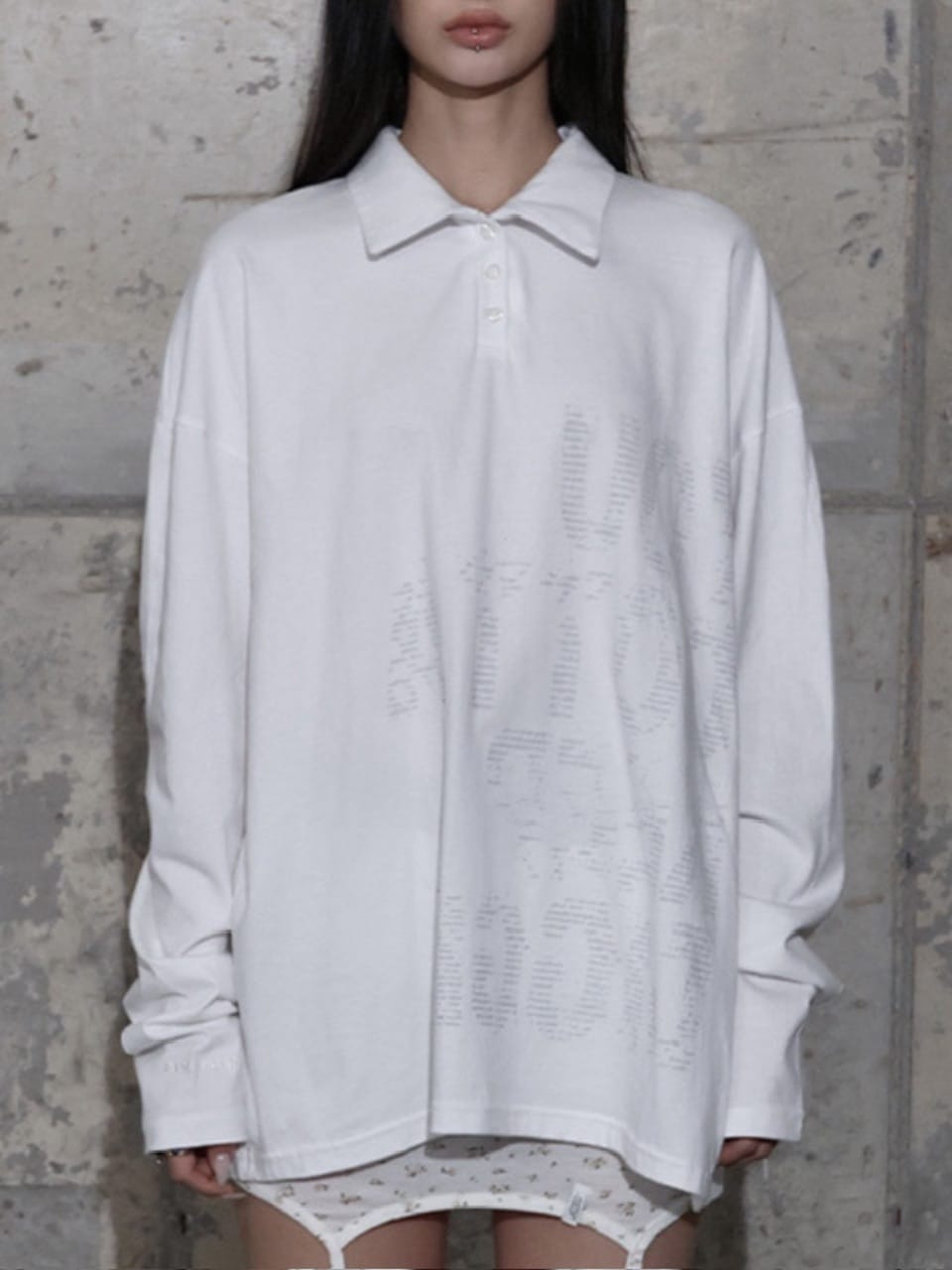 【FANCY CLUB】BACK CROSS OVER FIT COLLAR TEE / 【ファンシークラブ】バッククロスオーバーフィットカラー長袖Ｔシャツ