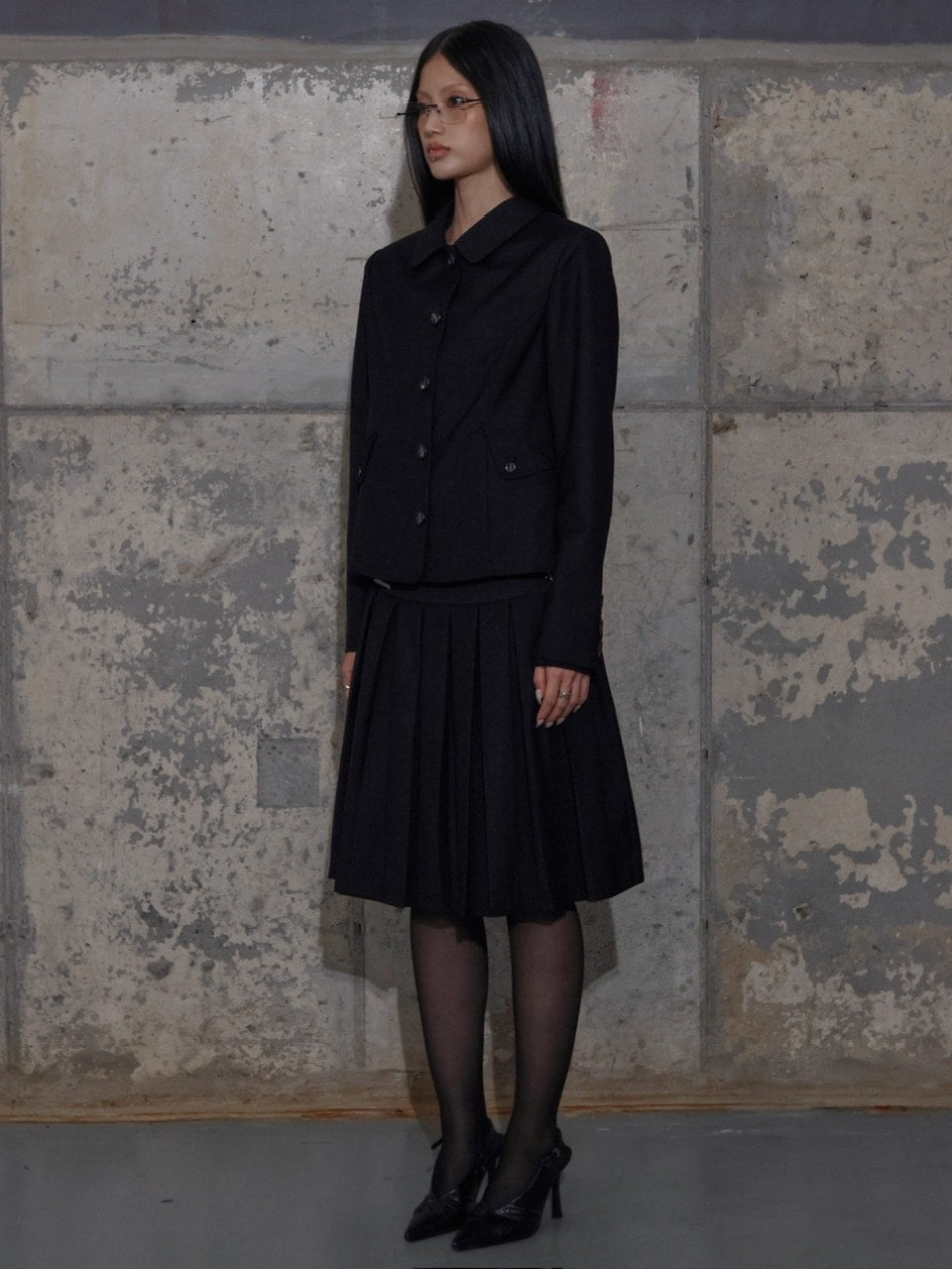 【FANCY CLUB】CLASSIC BUCKLE PLEATS MIDI SKIRT / 【ファンシークラブ】クラシックバックルプリーツミディスカート