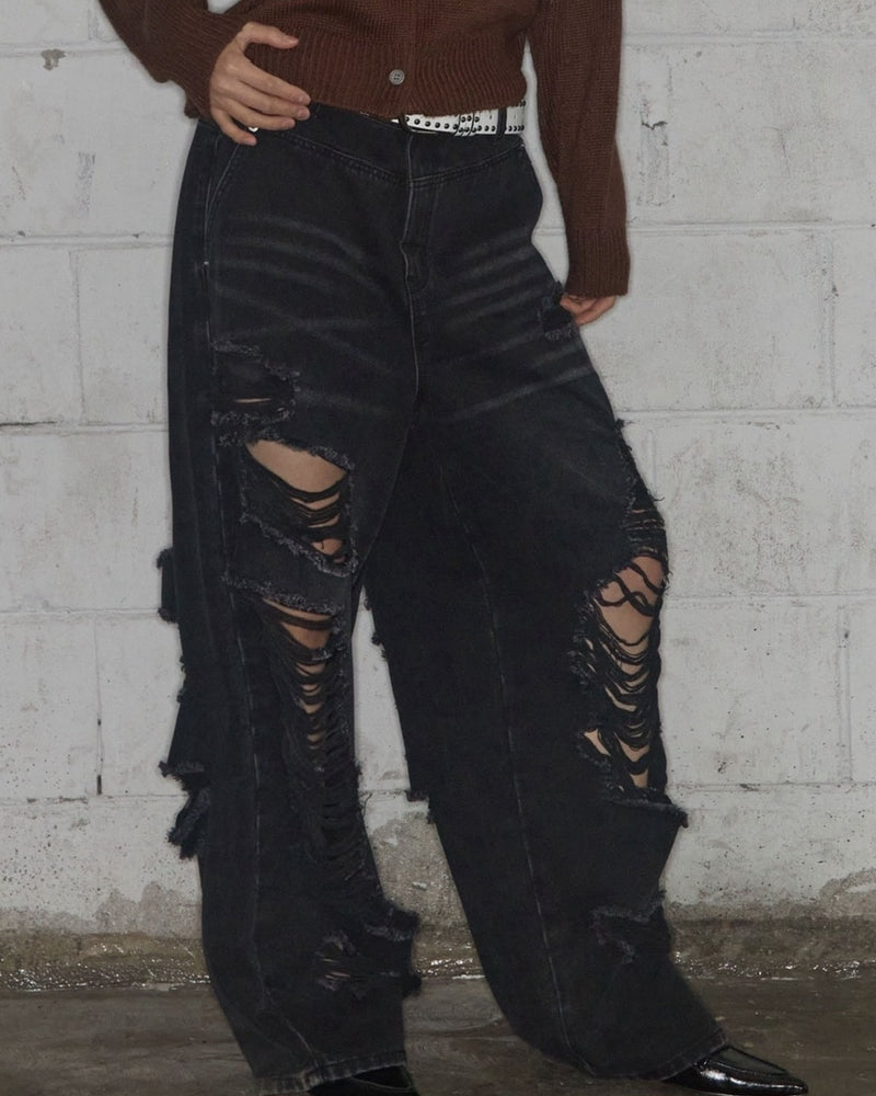 【FANCY CLUB】WASHED DAMAGE DENIM PANTS / 【ファンシークラブ】ウォッシュダメージデニムパンツ