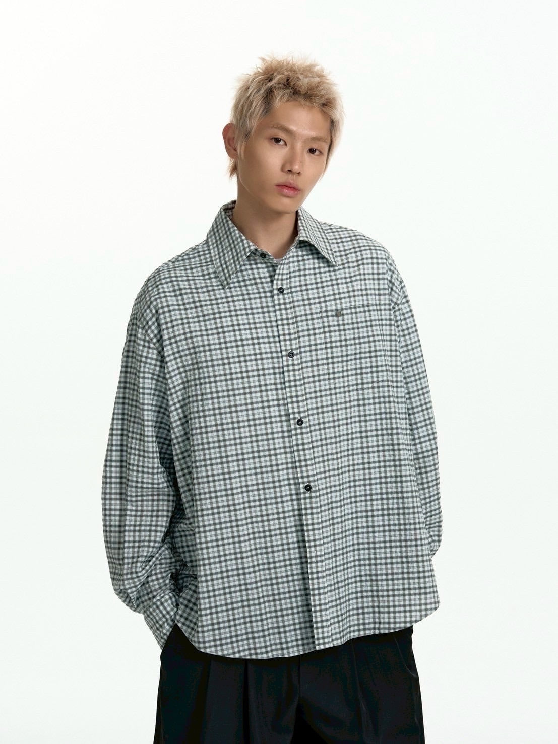 【TGNS】Two-Tone Fine Check Shirt / 【ツーガンズ】オーバーサイズチェックシャツ