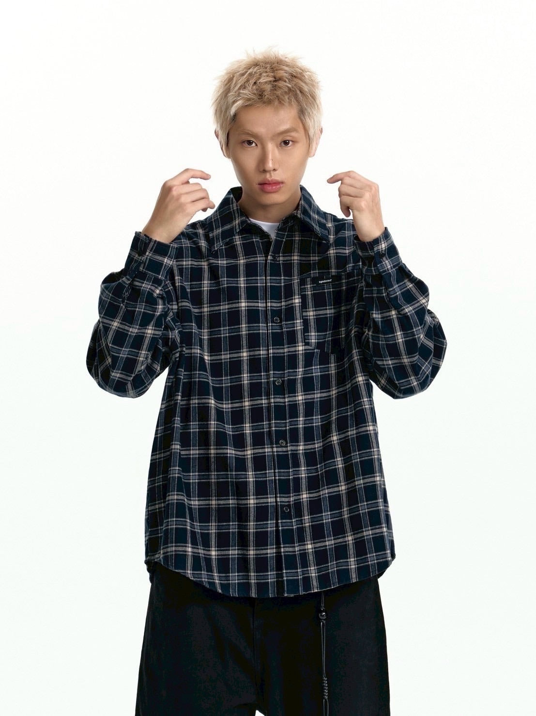 【TGNS】Two-Tone Loose Plaid Shirt / 【ツーガンズ】オーバーサイズルーズチェックシャツ