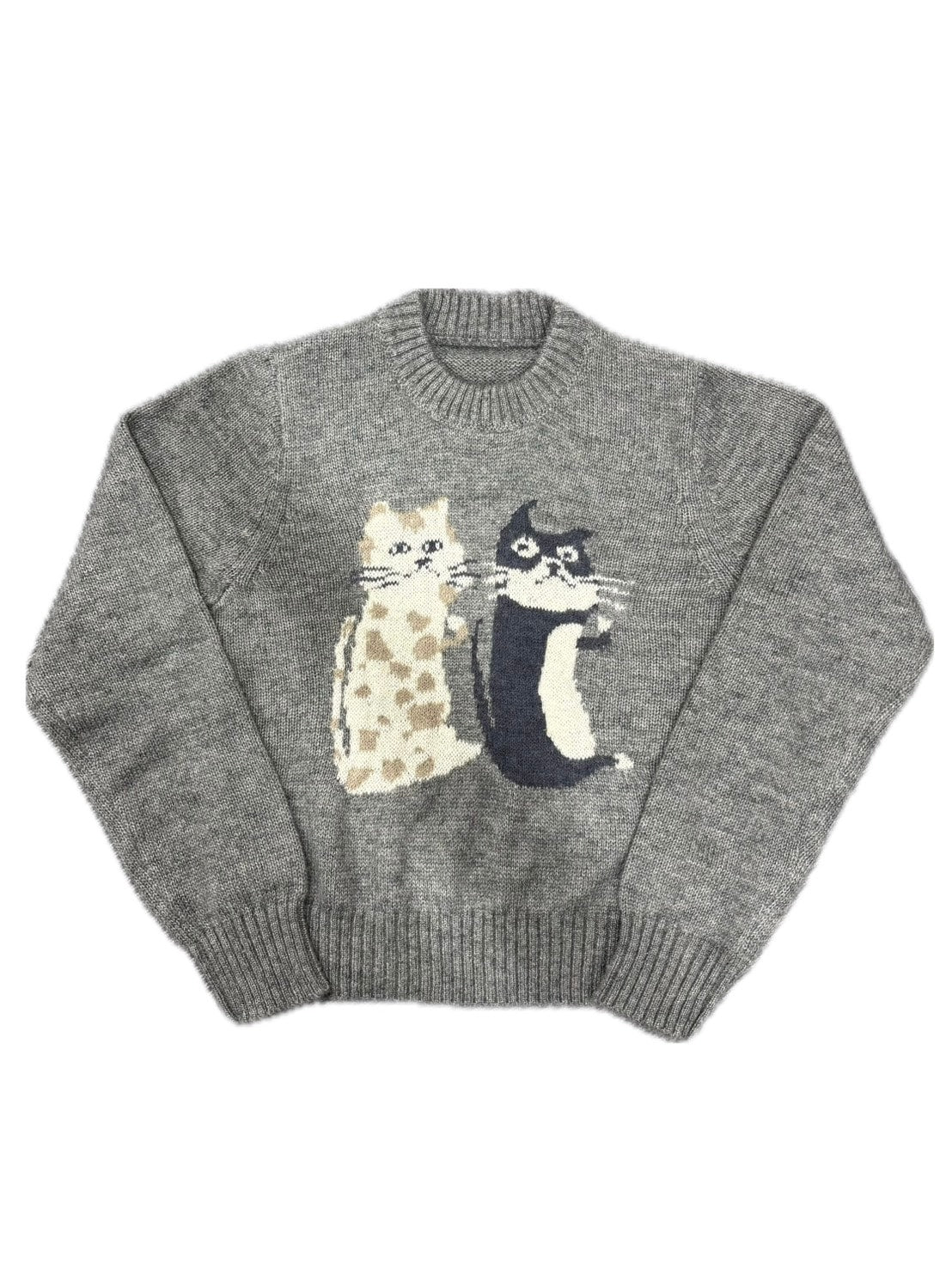【TGNS】Cat Crew Neck Sweater / 【ツーガンズ】キャットデザインクルーネックニット