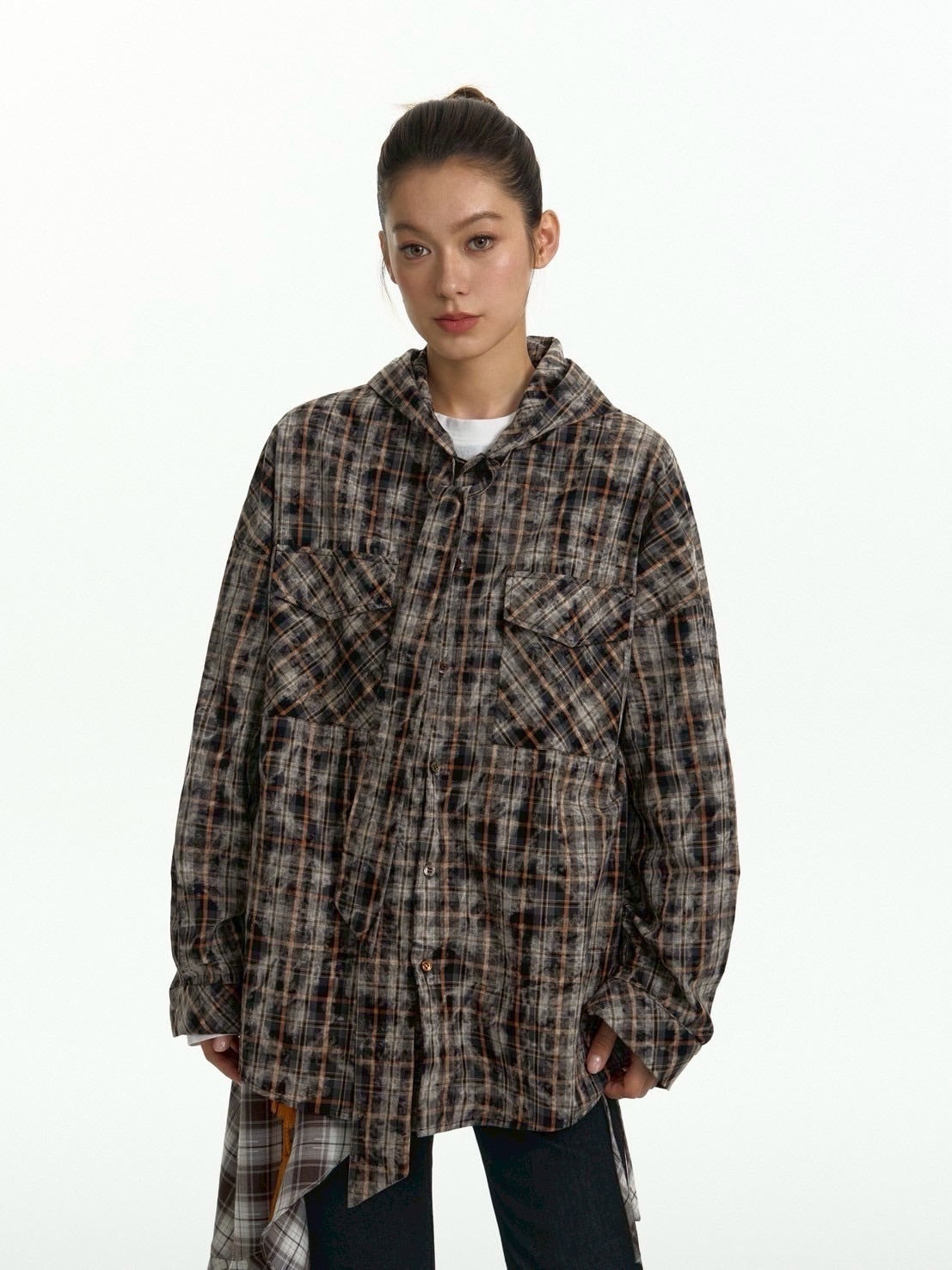 【TGNS】Hooded Tie Shirt / 【ツーガンズ】タイセットフートチェックシャツ