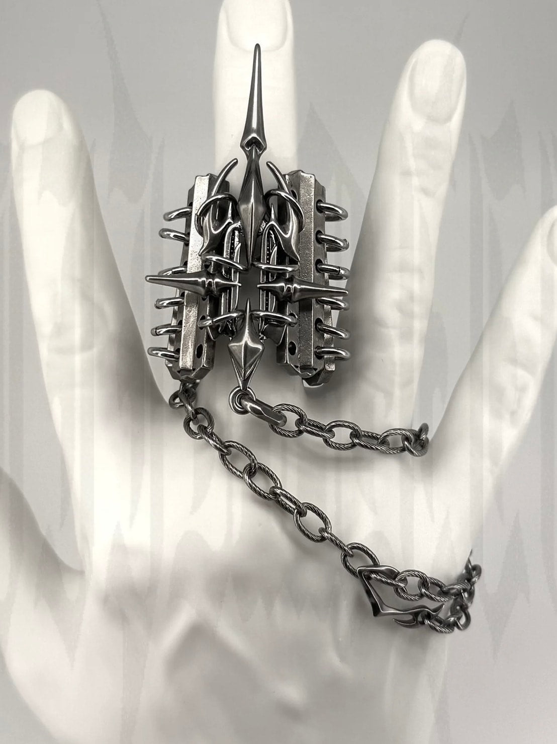 【IIIMIII】RottenMetal one piece ring chain /【イアミ】メタルシルバーブレスレットチェーンリング