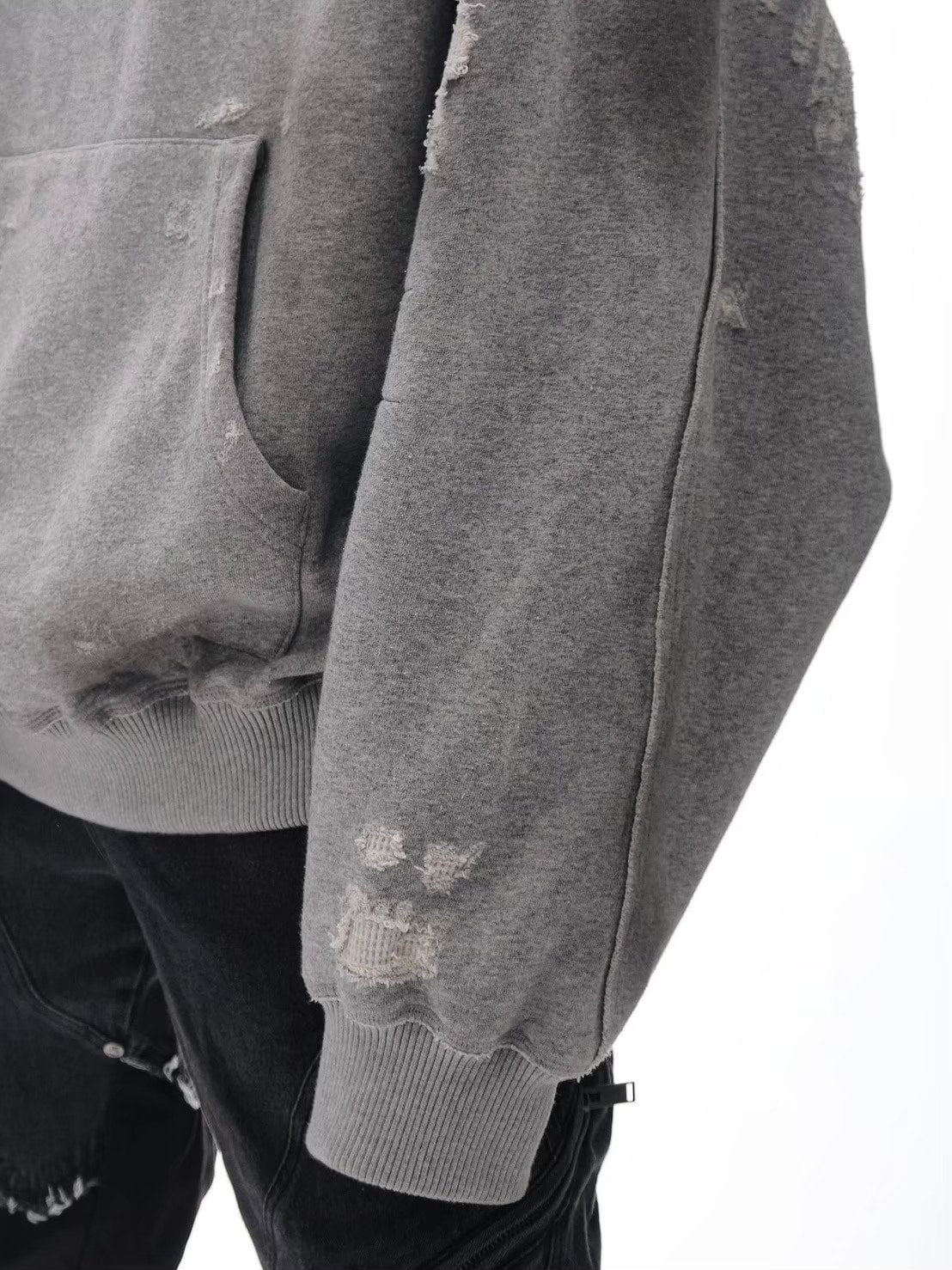 【d5ove】Boxy Distressed Sweatshirt / 【ダヴ】ポケットダメージウォッシュスプルオーバーパーカー