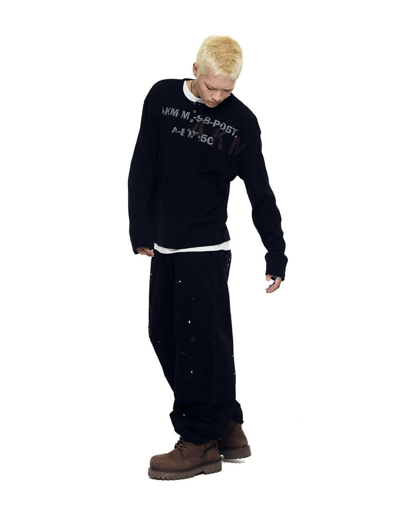 【AAKAM】Waffle Henry Neck Long Sleeve