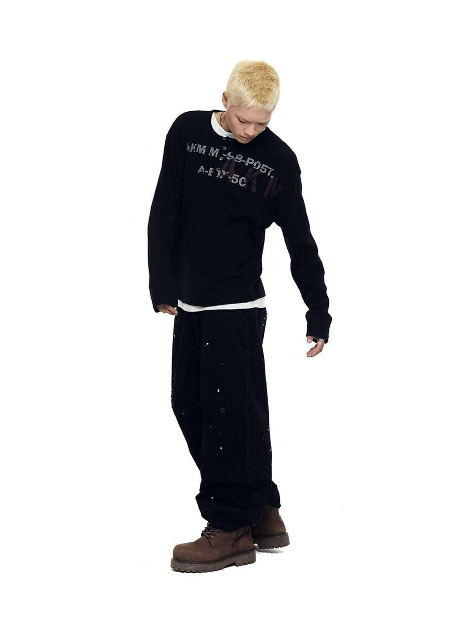 【AAKAM】Waffle Henry Neck Long Sleeve