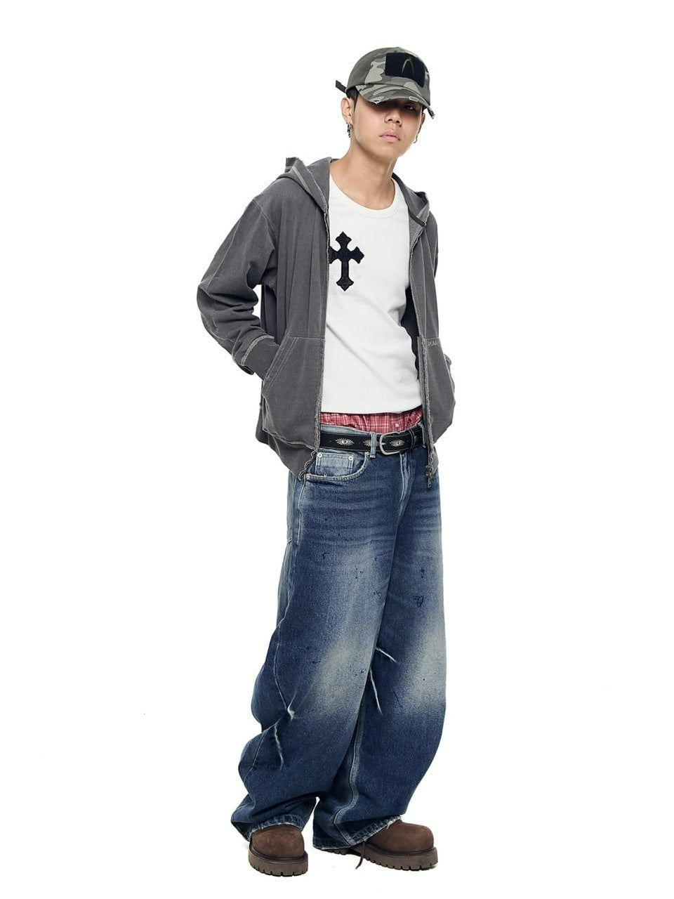 【AAKAM】Needlework Studded Belt