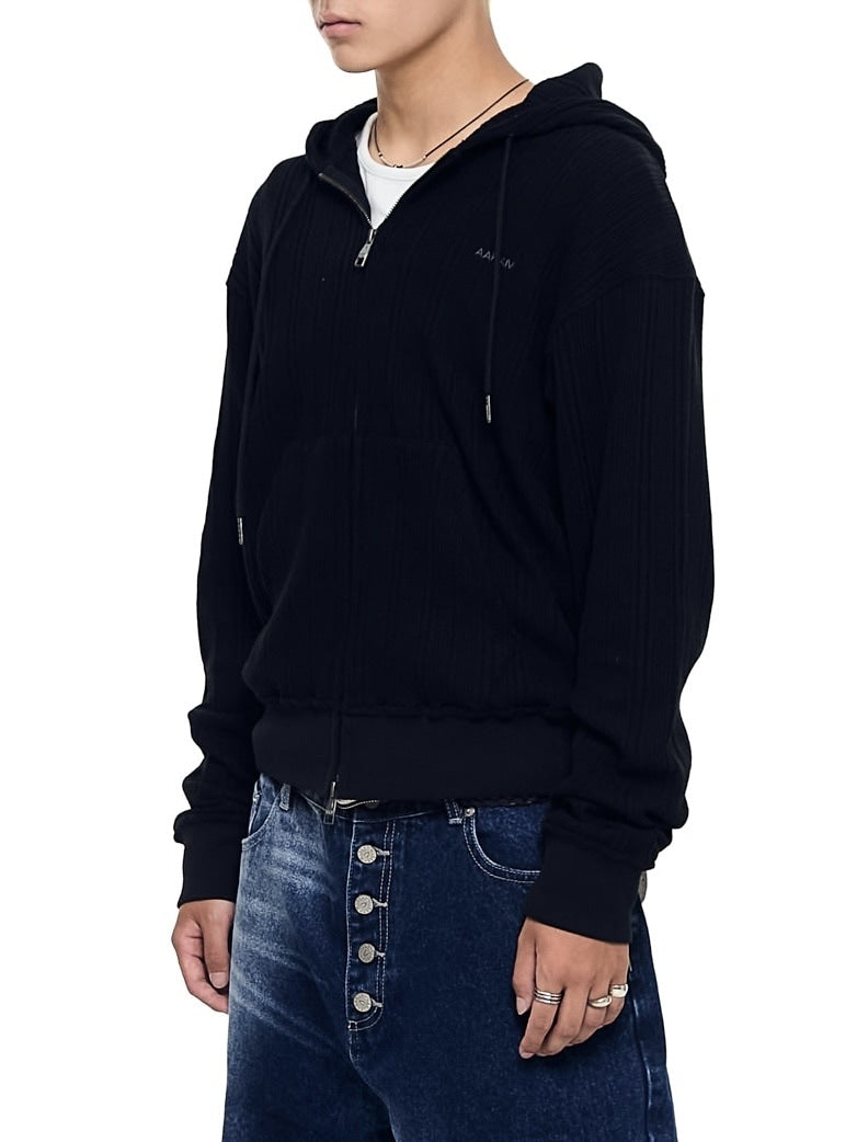 【AAKAM】Knitted Zip-Up Hoodie