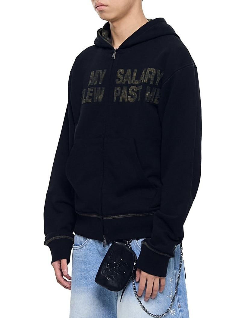 【AAKAM】Contrast Patch Zip-Up Hoodie