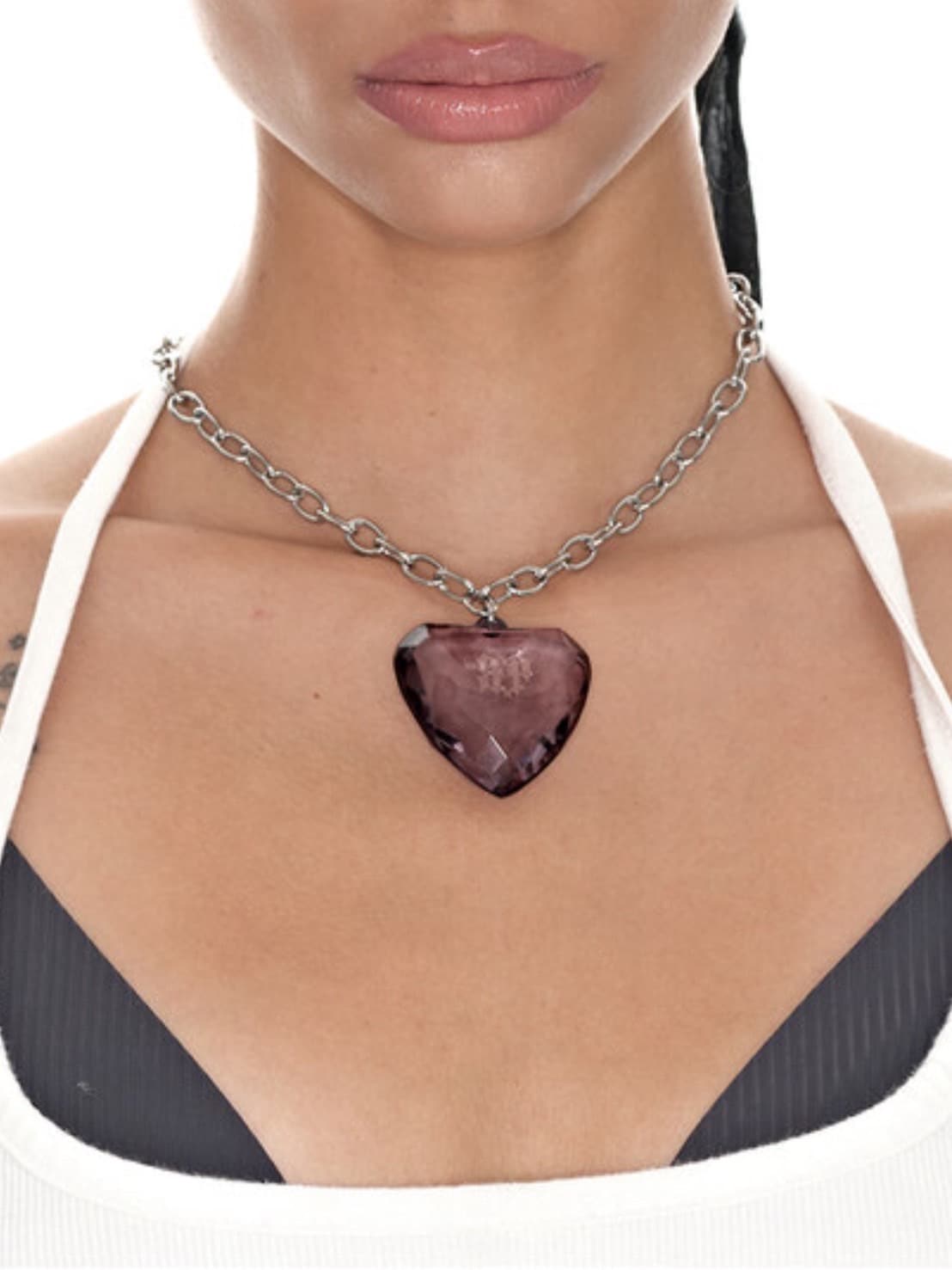 【BLACK PURPLE】Acrylic Heart Necklace / 【ブラックパープル】アクリリックハートネックレス