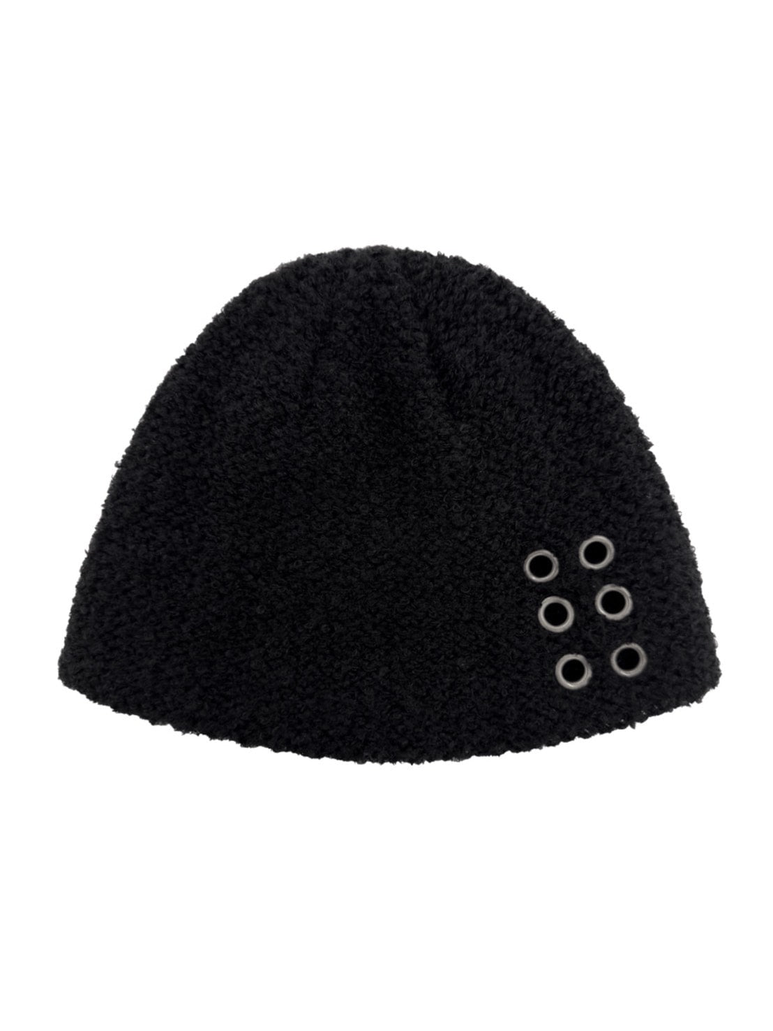 【BLACK PURPLE】Curly Custom Eyelet Beanie / 【ブラックパープル】カーリーカスタムアイレットニット帽