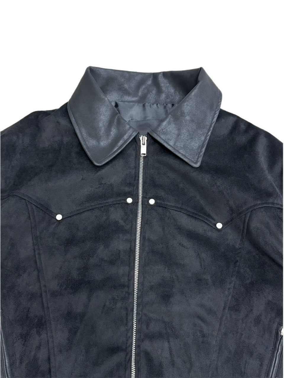 【Chikashitsu +】suede contrast collar jacket / 【チカシツプラス】スエードコントラストカラージャケット (2color)