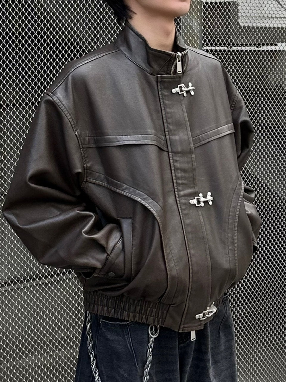 大阪店WEB限定受注制【Chikashitsu +】overfit fireman leather jacket / 【チカシツプラス】オーバーフィットファイアマンレザージャケット (2color)