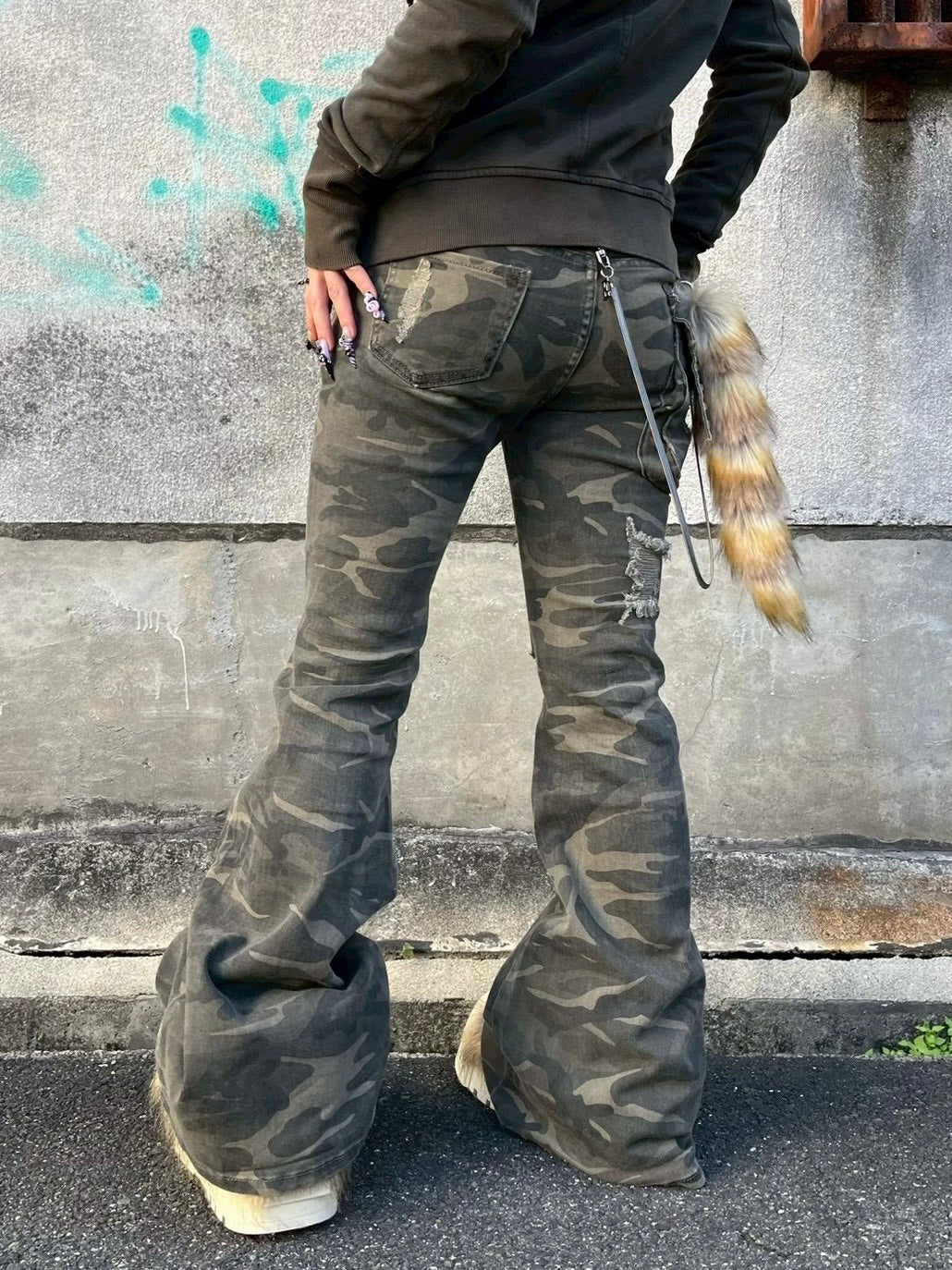 【Never mind the XU】camouflage flare pants / 【ネバーマインドザエックスユー】カモフラージュフレアパンツ