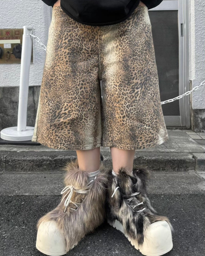 【Never mind the XU】leopard half pants / 【ネバーマインドザエックスユー】レオパードハーフパンツ (2color)