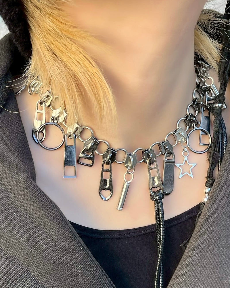 【Never mind the XU】zip design necklace / 【ネバーマインドザエックスユー】ジップデザインネックレス