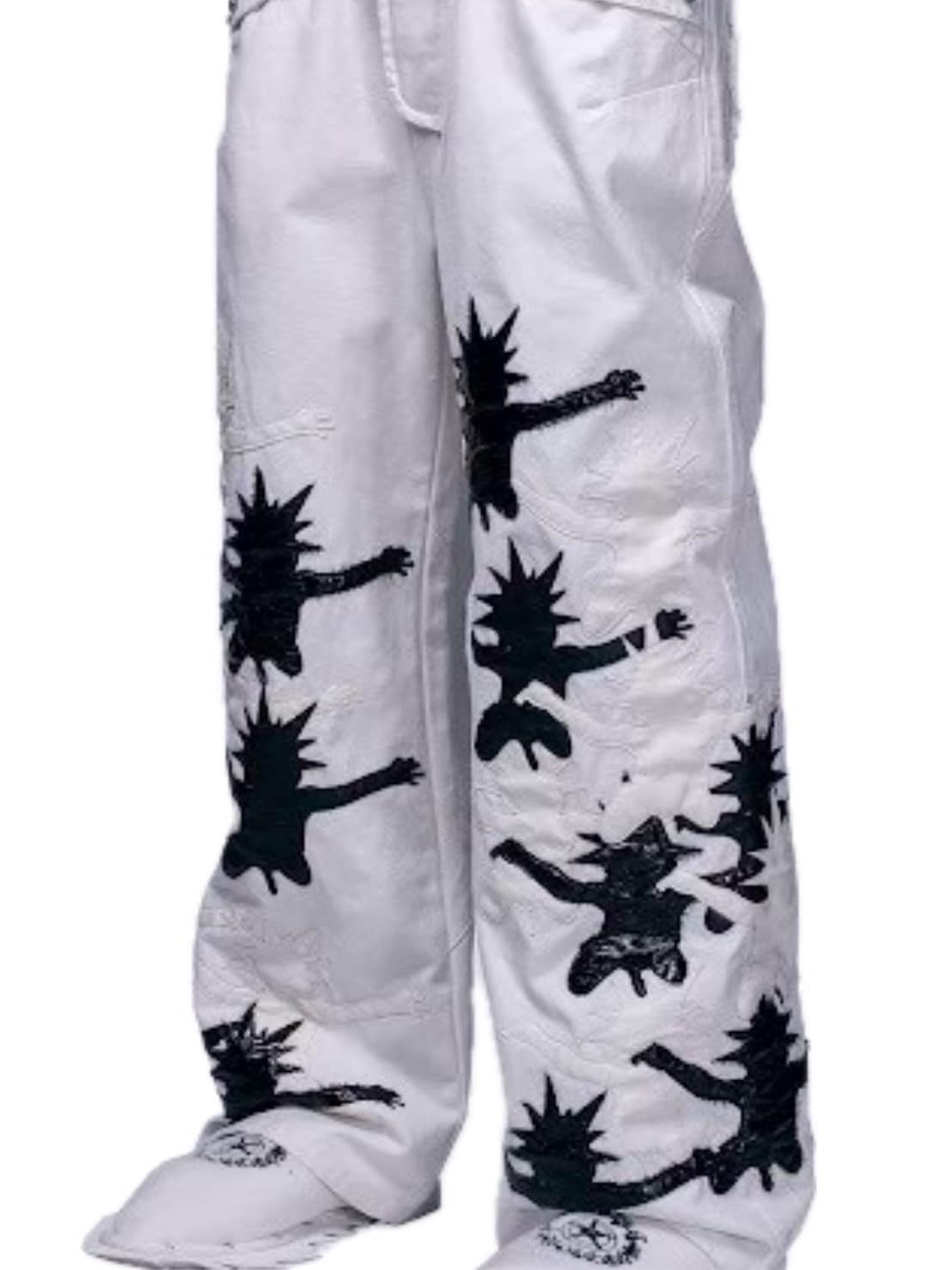 【F.V.V.O】Red Body Embroidered Signature Jeans / 【フリーワールドオーダー(エフヴィーヴィーオー)】ペイントスタッズデニムパンツ