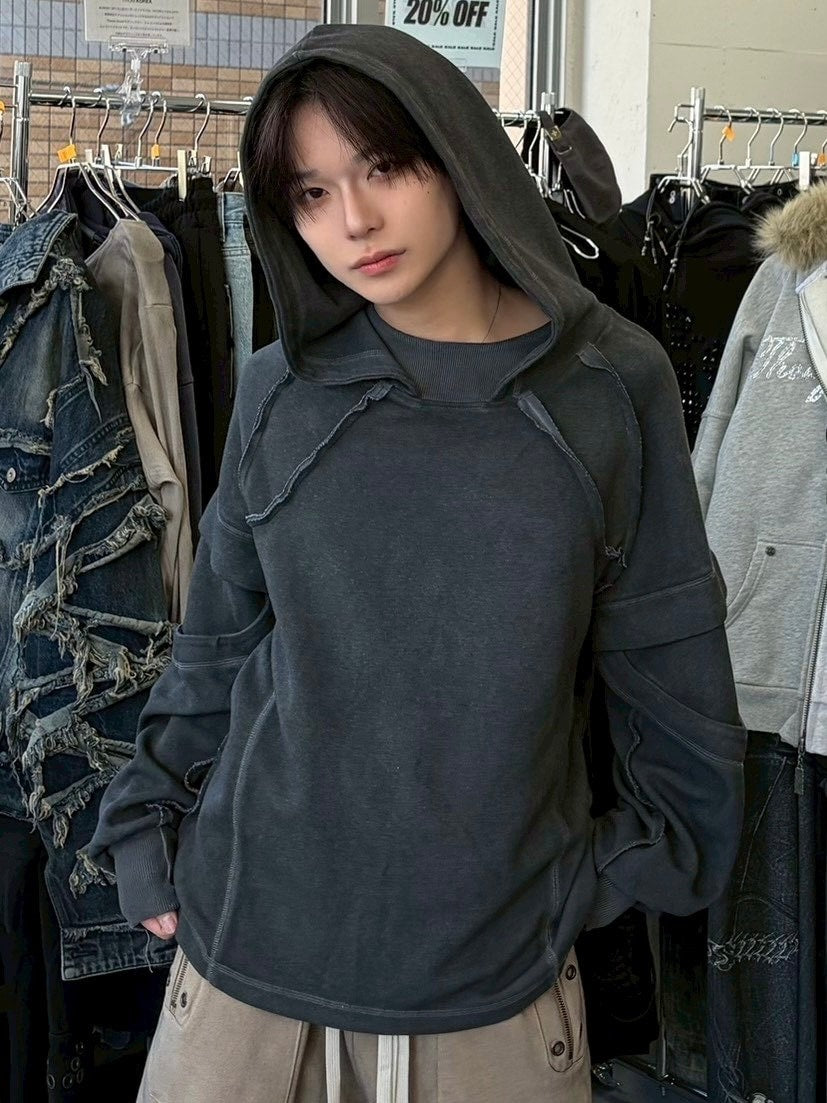 【Never mind the XU】layered hoodie / 【ネバーマインドザエックスユー】レイヤードフーディー