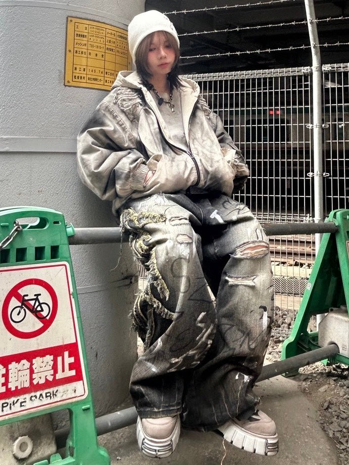 【Never mind the XU】damage washed long sleeve / 【ネバーマインドザエックスユー】ダメージウォッシュ長袖Tシャツ (3color)