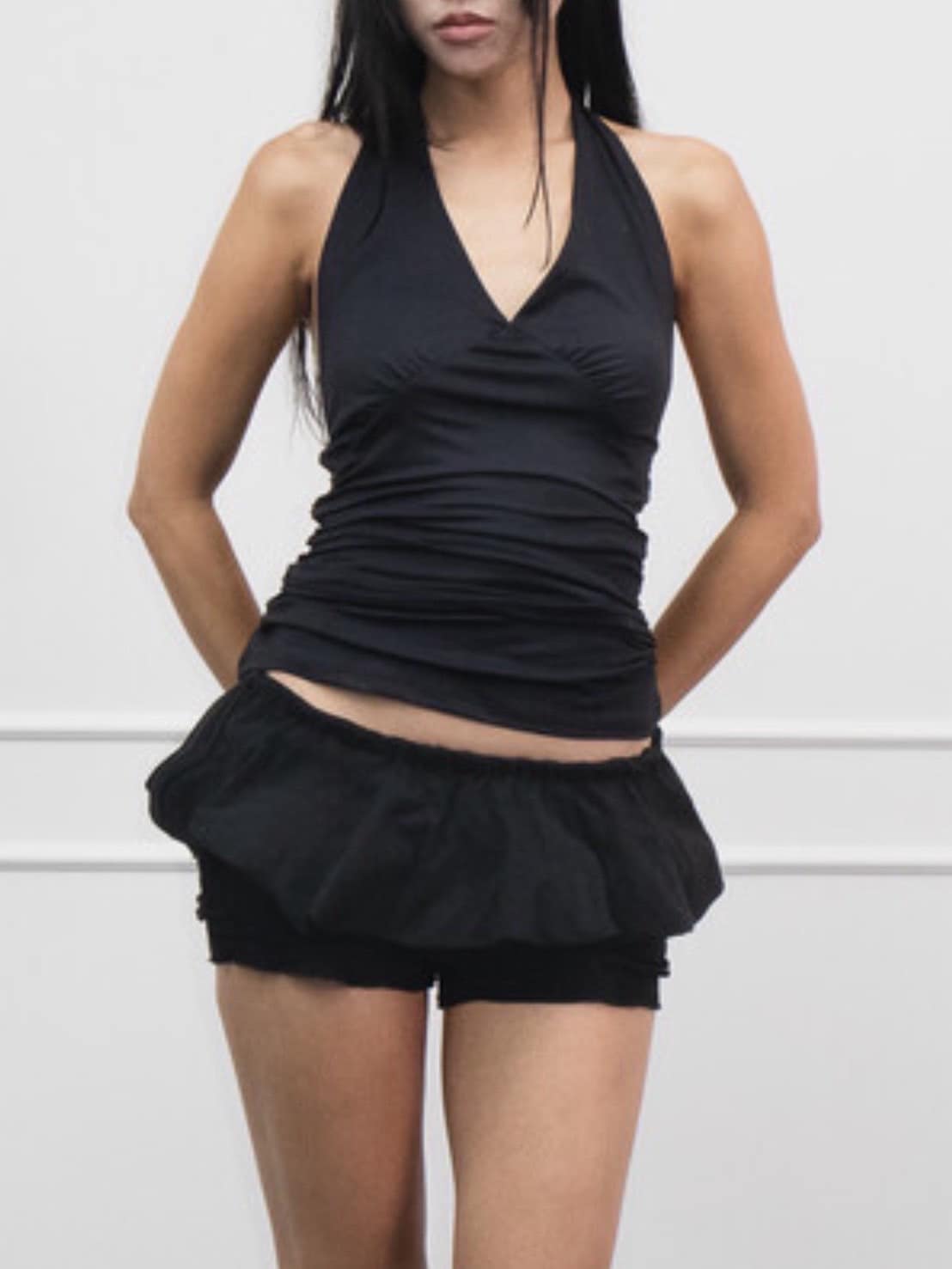 【KAIYA】shirring halter neck