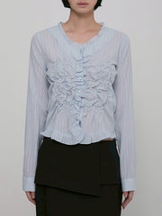 【FLAREUP】Saya Frill Puff Long Blouse / 【フレアアップ】サヤフリルパフロングシャツ