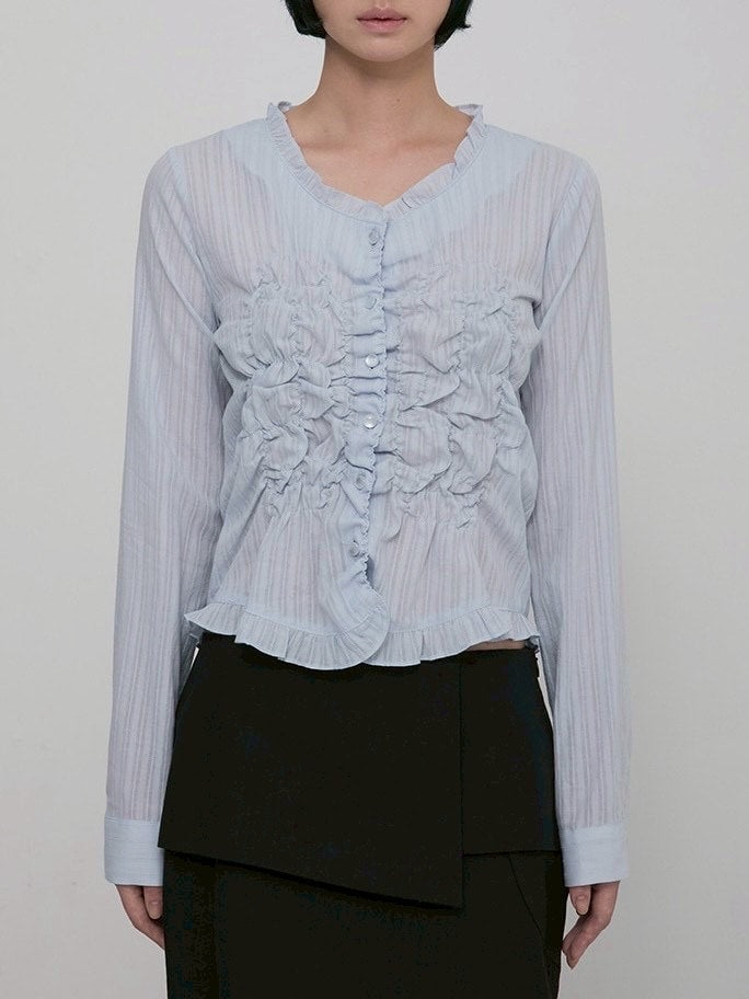 【FLAREUP】Saya Frill Puff Long Blouse / 【フレアアップ】サヤフリルパフロングシャツ