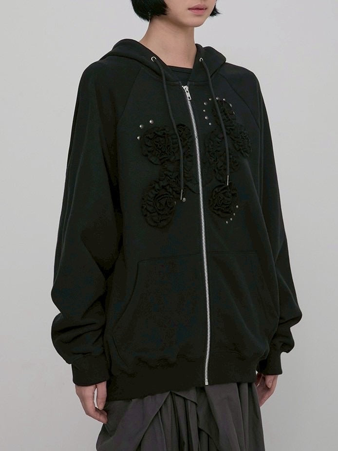 【FLAREUP】Ruffle Zip Hoodie / 【フレアアップ】ラッフルジップアップパーカー