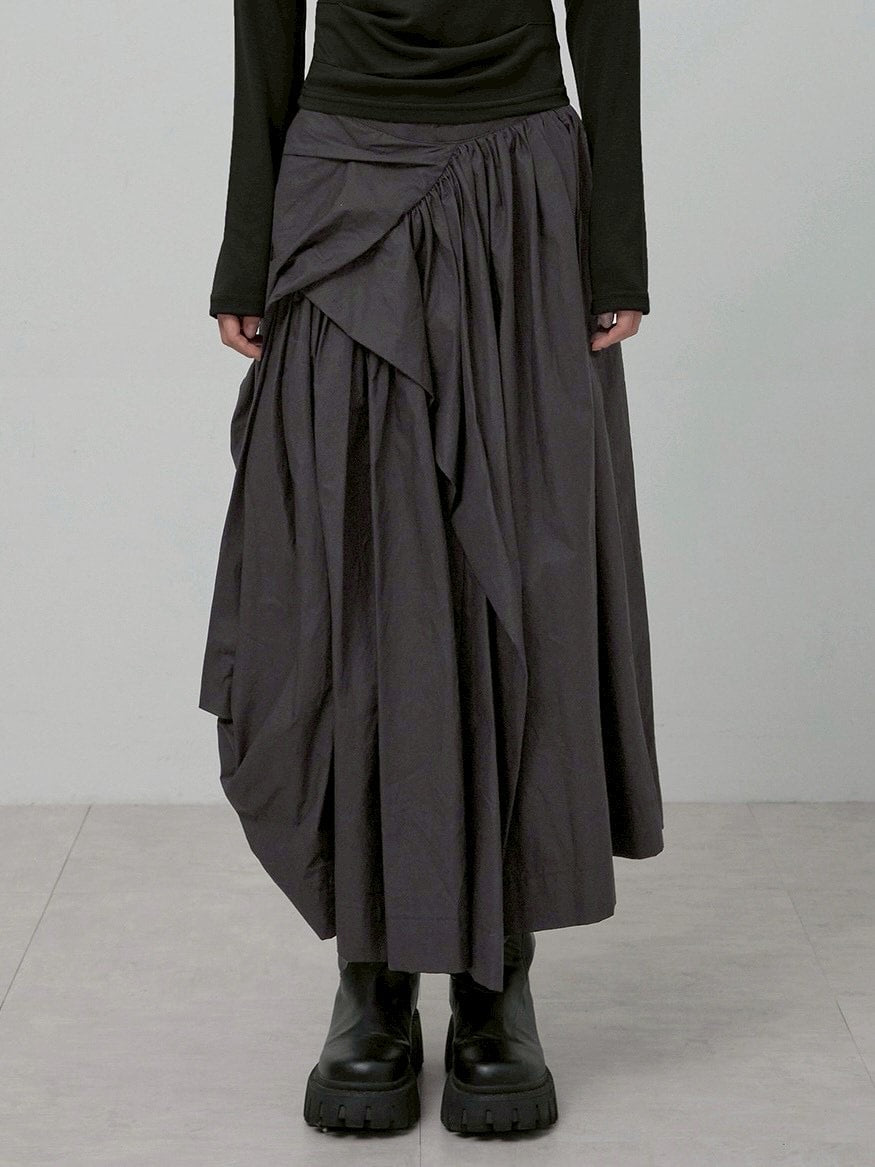 【FLAREUP】Asymmetrical Draped Layered Long Skirt / 【フレアアップ】アシンメトリードレープレイヤードロングスカート