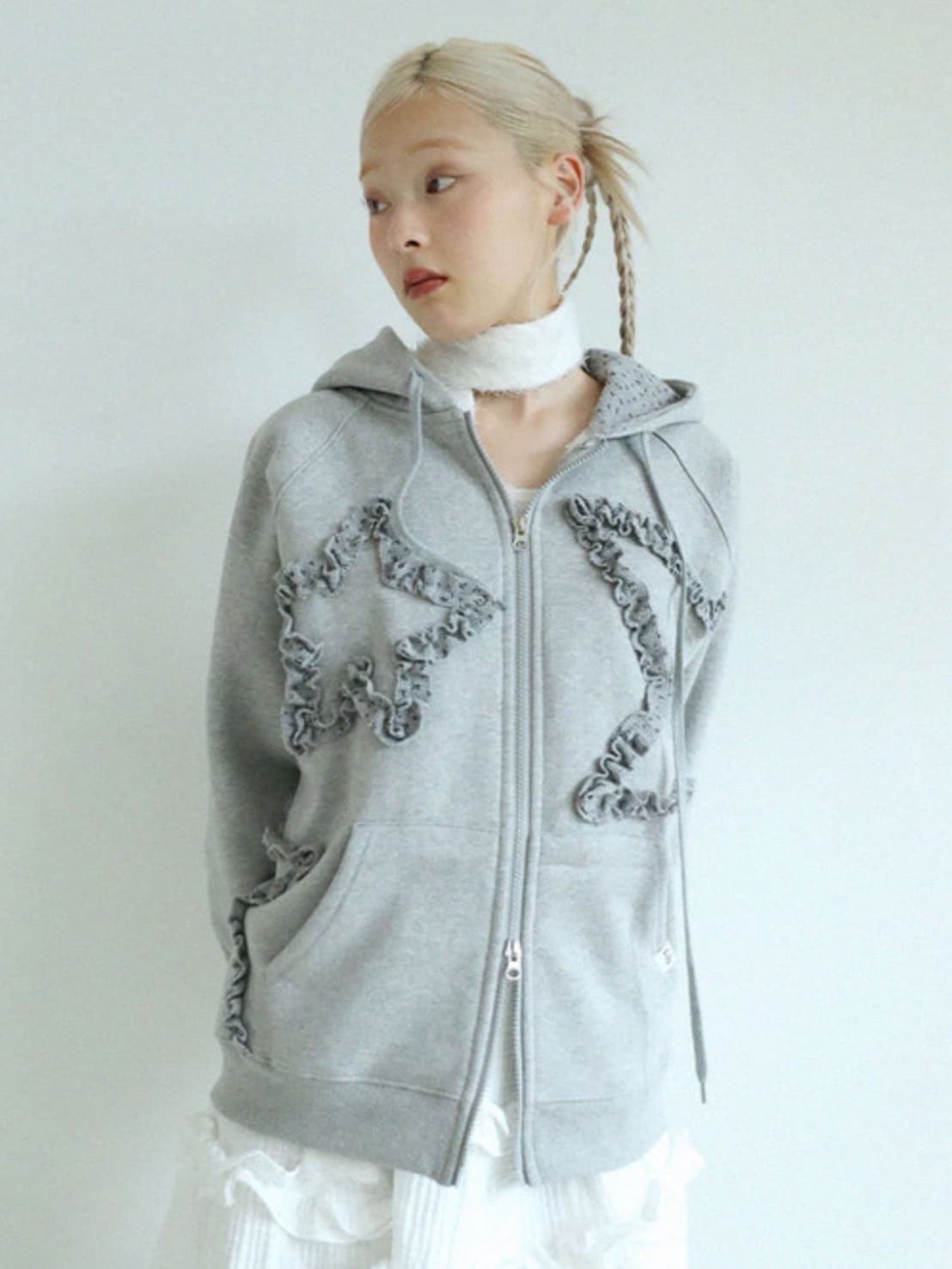 12/21 20:00 再販【Uglyshadow】FLOWER STAR HOODED ZIPUP