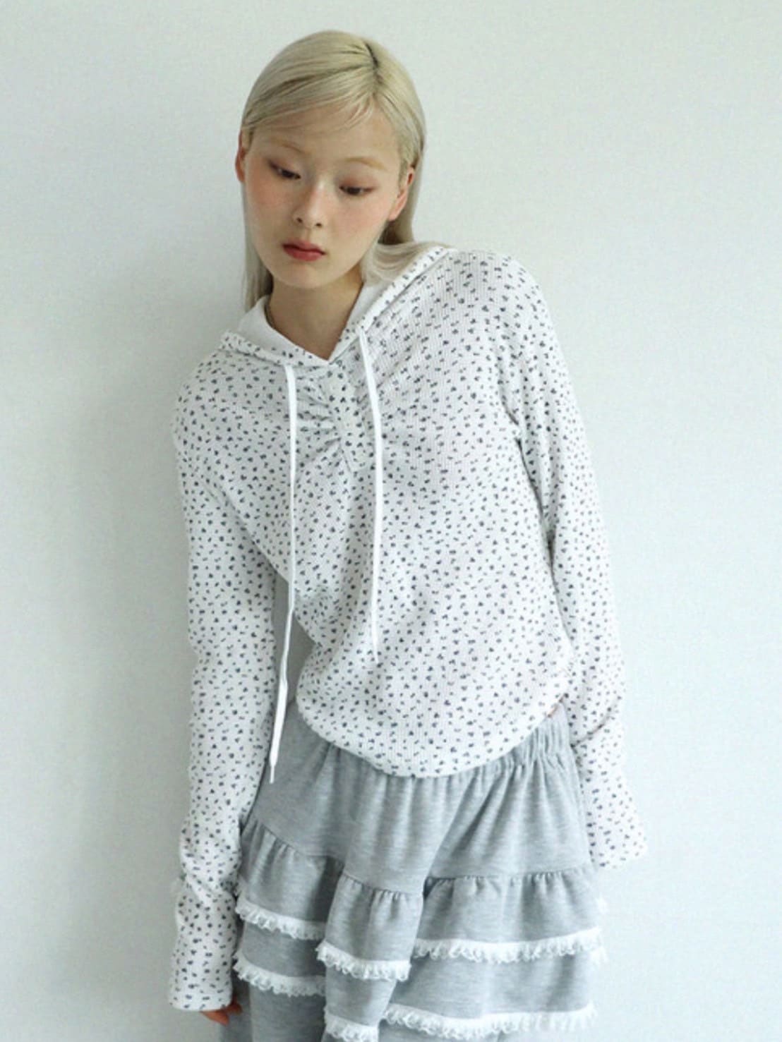 12/21 20:00 再販【Uglyshadow】FLOWER WAFFLE HOODIE