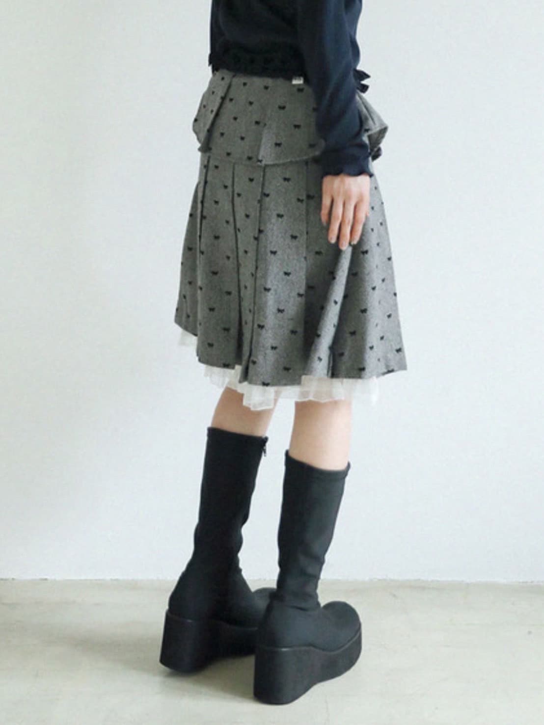 12/21 20:00 再販【Uglyshadow】RIBBON MIDI SKIRT