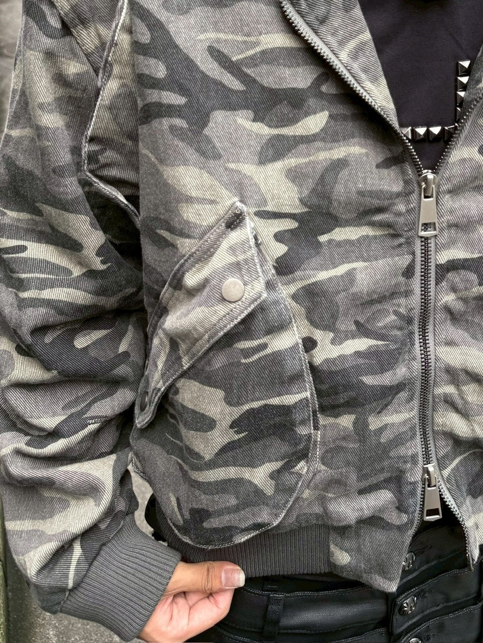 【Never mind the XU】camouflage zip up jacket / 【ネバーマインドザエックスユー】カモフラージュジップアップフードジャケット