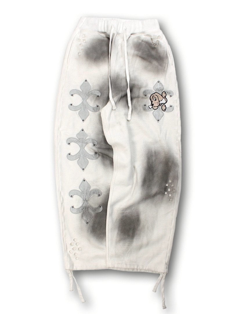 【GALFY】ぼろぼろロゴ百合の紋スウェットパンツ