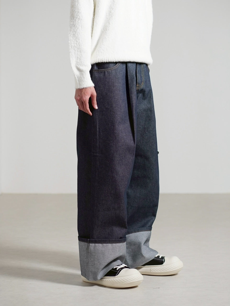 受注制【Chikashitsu +】roll-up balloon denim pants / 【チカシツプラス】ロールアップバルーンデニムパンツ (2color)