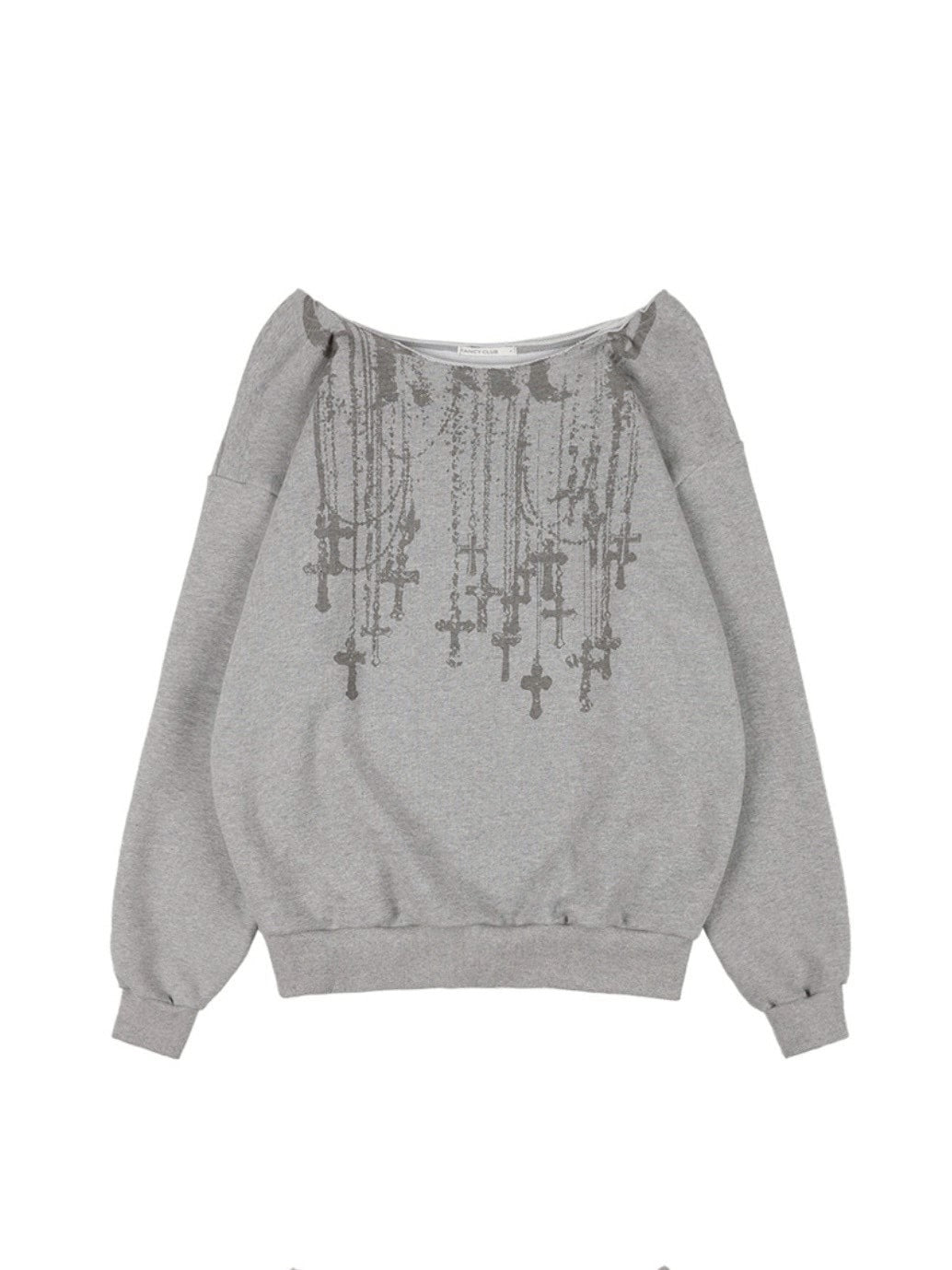 【FANCY CLUB】NECKLISS ONE-SHOULDER SWEATSHIRT / 【ファンシークラブ】ネックレスワンショルダースウェット長袖Tシャツ "