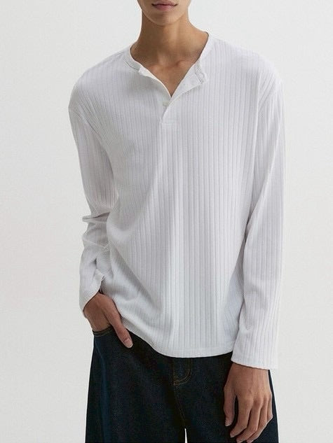 【DNSR】Ribbed Henley Long Sleeve