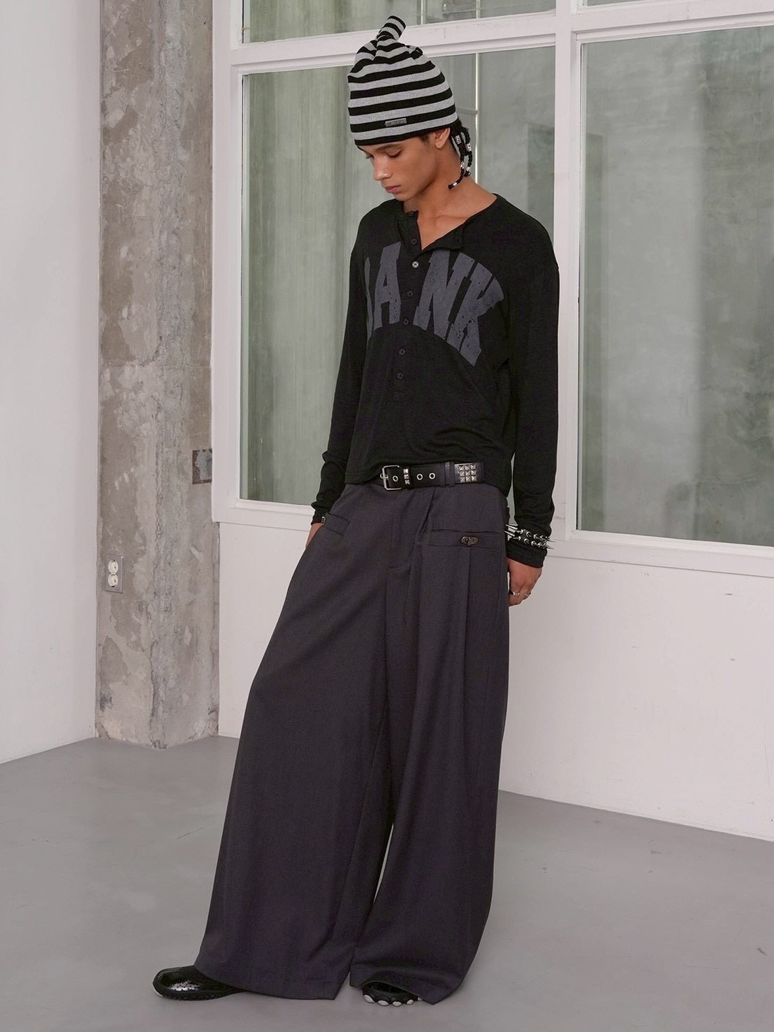 【ESC STUDIO】Bag buckle detail wide pants