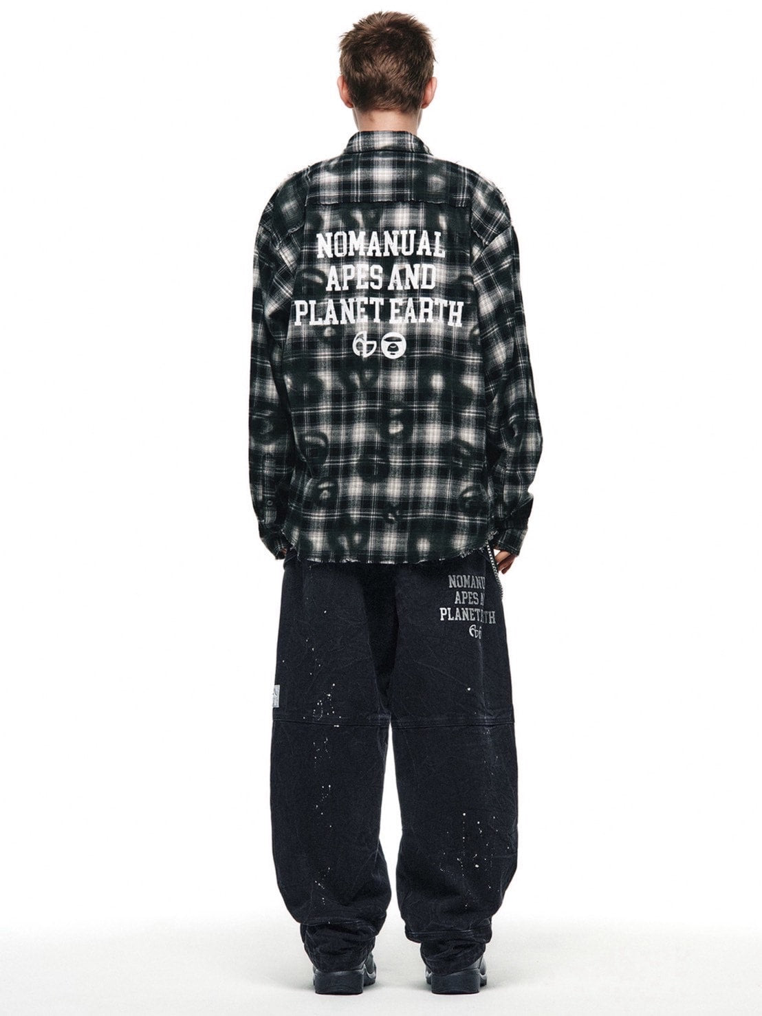 【AAPE X NOMANUAL】AAPE X NOMANUAL PAINTED DOUBLE KNEE DENIM PANTS