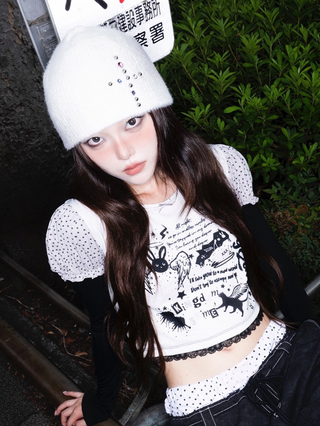1/2 20:00発売【CHERRYQUIRI】crystal flare cross beanie