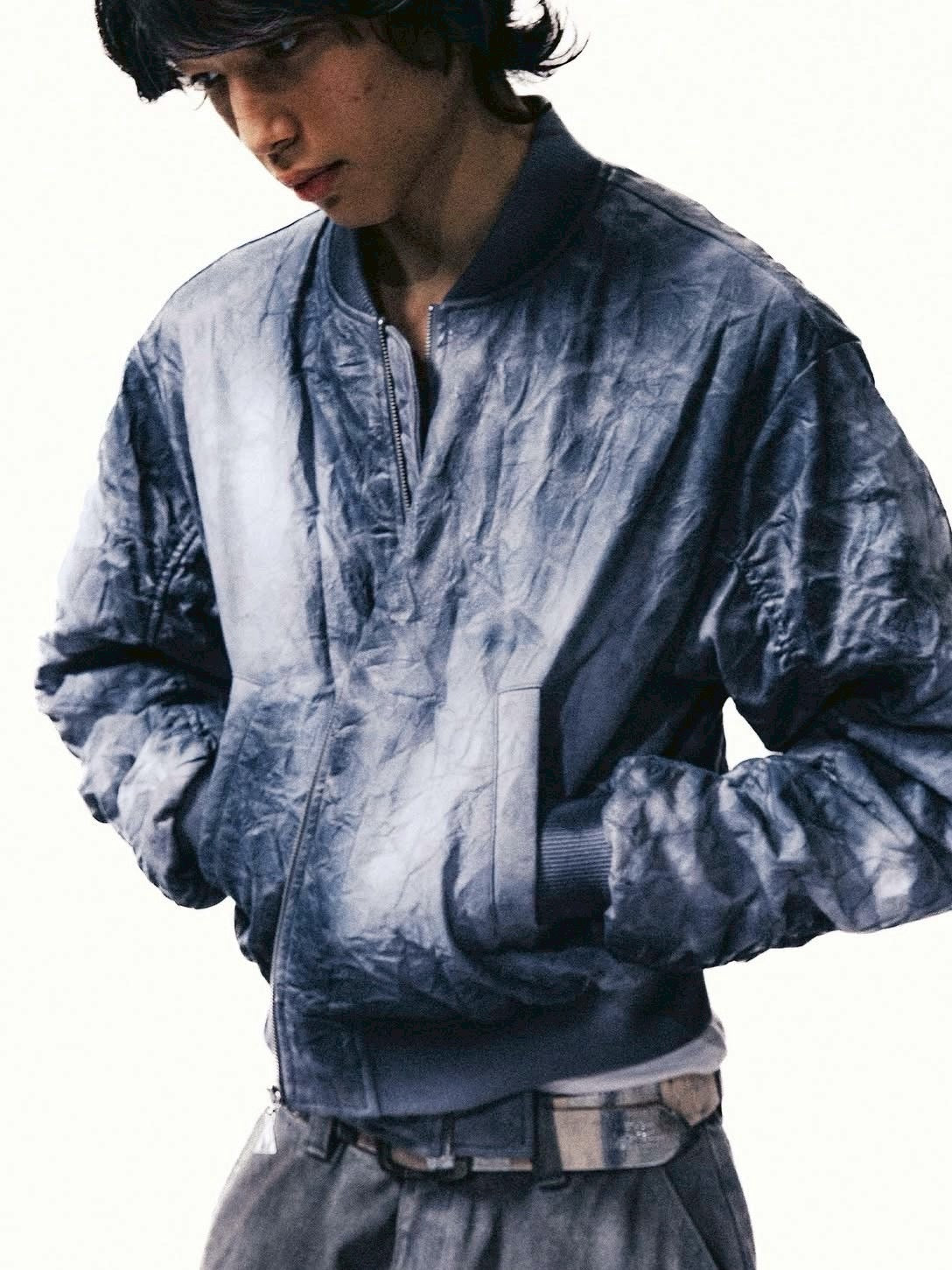 【The Boy Has No Patience】Pleated Spray Color Ma1 Jacket / 【ザボーイハズノーペーシェンス】スプレーカラーシャーリングMA1ブルゾン