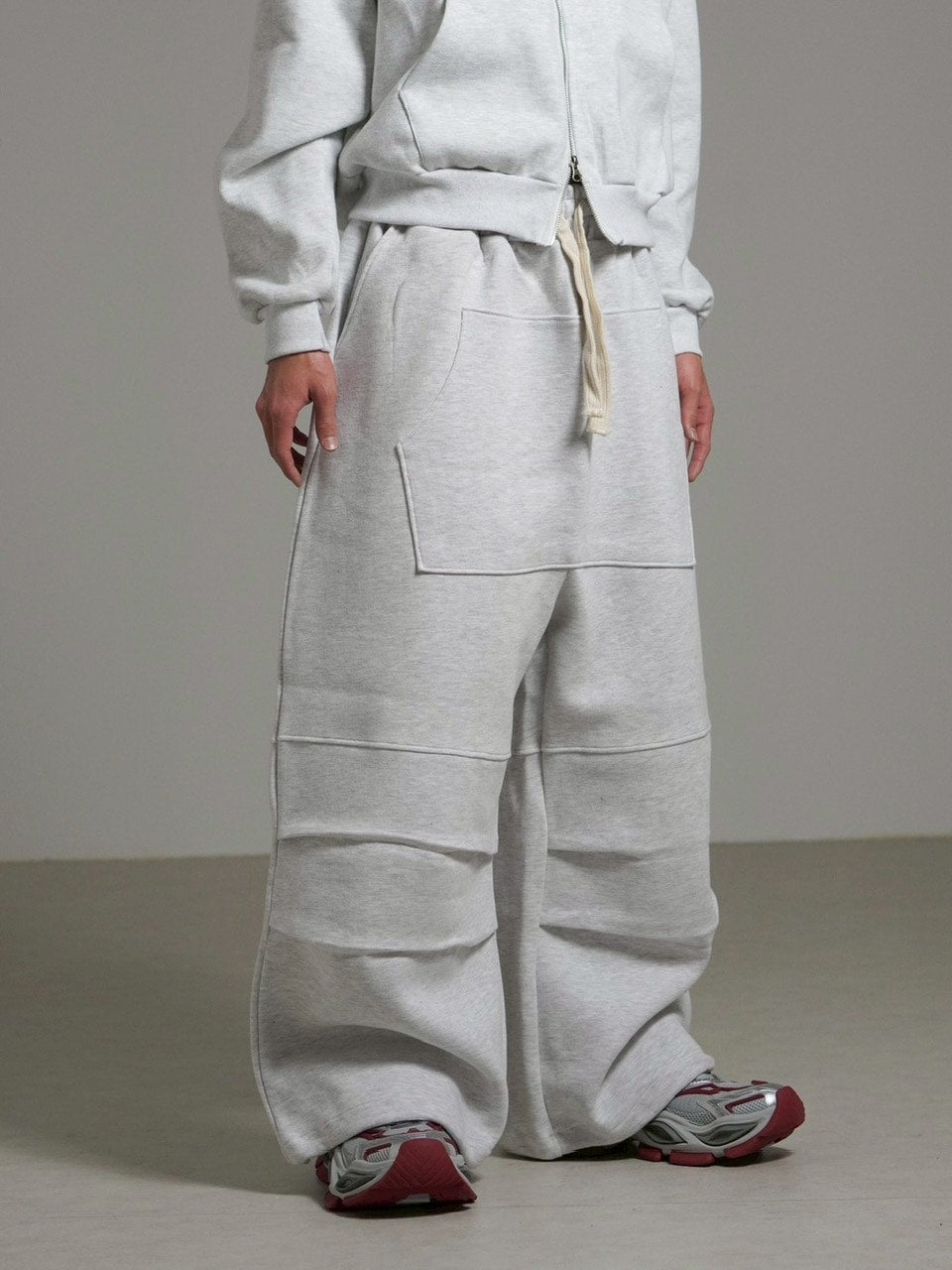 受注制【Chikashitsu +】heavy weight cotton design sweat pants / 【チカシツプラス】ヘビーウェイトコットンデザインスウェットパンツ (3color)