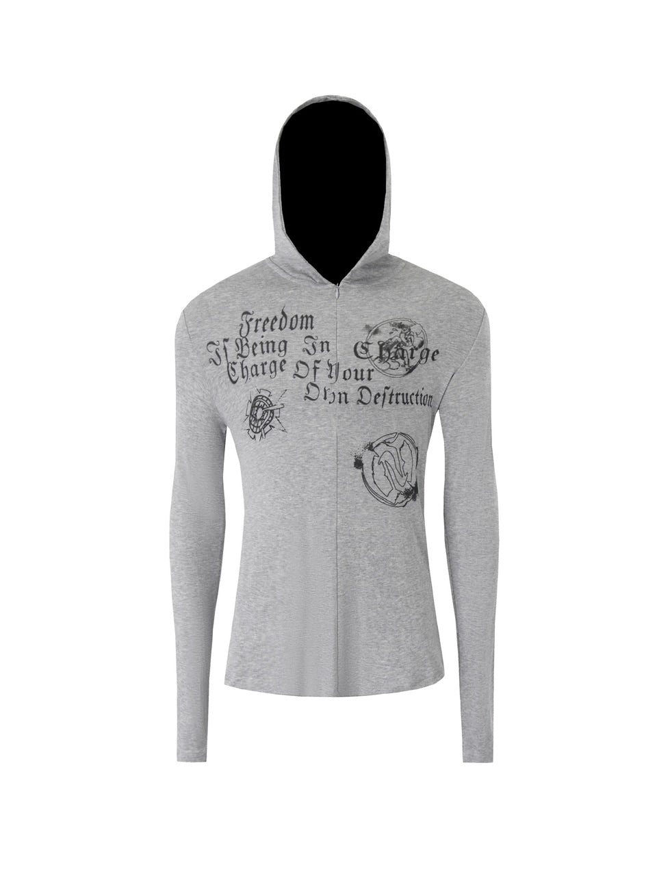 【DND4DES】Patchwork Hooded T-shirts /【ディーエヌディーフォーデス】ロゴグラフィックフード長袖Tシャツ