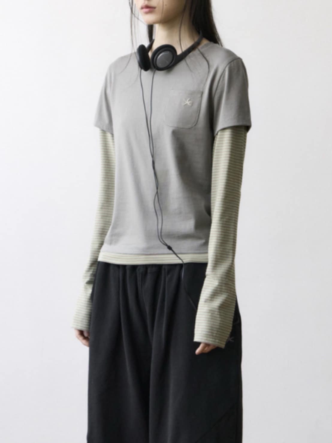 【THECOLDESTMOMENT】TCM stripe layered long sleeve