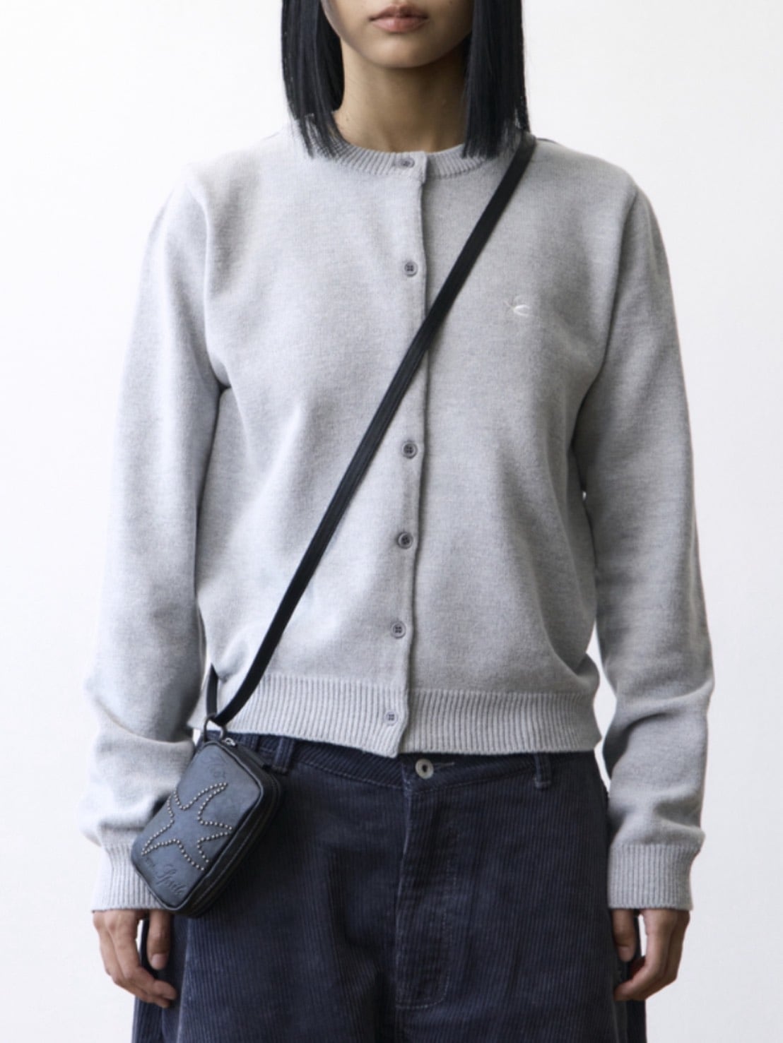 【THECOLDESTMOMENT】TCM mini logo knit cardigan