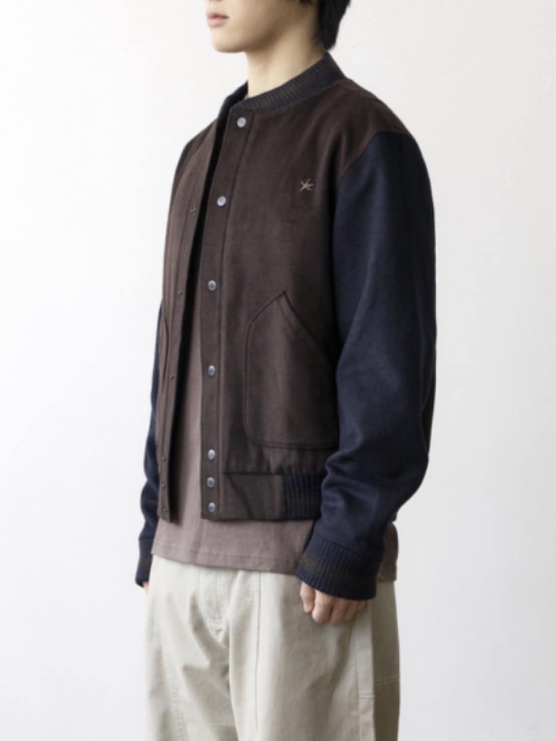 【THECOLDESTMOMENT】TCM mini logo varsity jacket