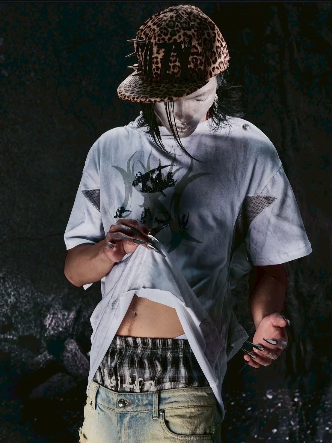 【Cozy world Wide】"CHAOS GIRL" WAXED T SHIRT / 【コージーワールドワイド】ロゴグラフィックウォッシュ半袖Tシャツ