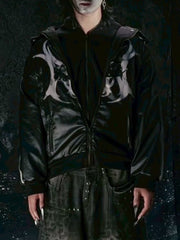 【Cozy world Wide】"BBY TECHBOI" 2 LAYER LEATHER SHELL HOODED JACKET / 【コージーワールドワイド】グラフィックレイヤードフードジャケット
